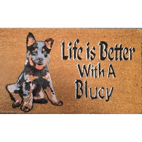 Doormat Life is Better Bluey