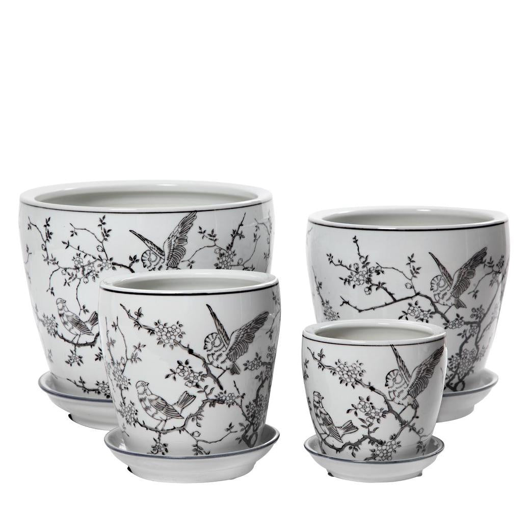 Black Bird Pot with Saucer