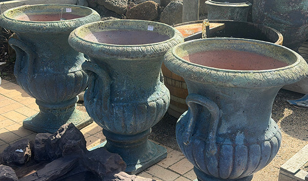 Caspia Pedestal Urn Rustic Moss Green