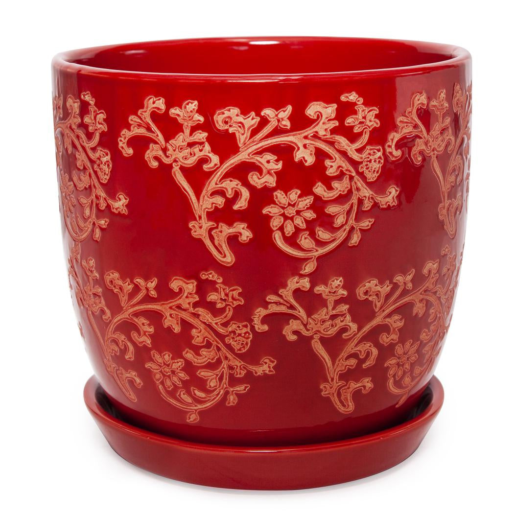 Floral Baroque Red Planter