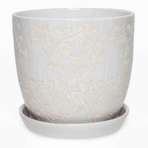 Floral Baroque White Planter