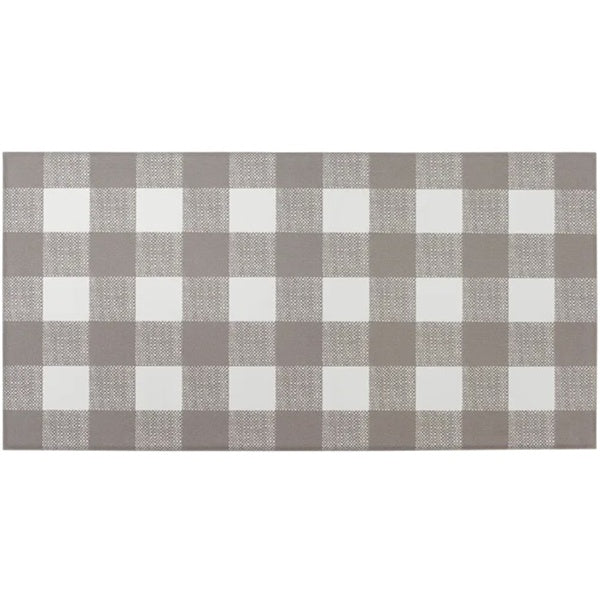 KITCHEN MAT GREY GINGHAM 50 X 100
