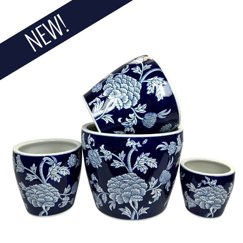 Navy Peony Planter