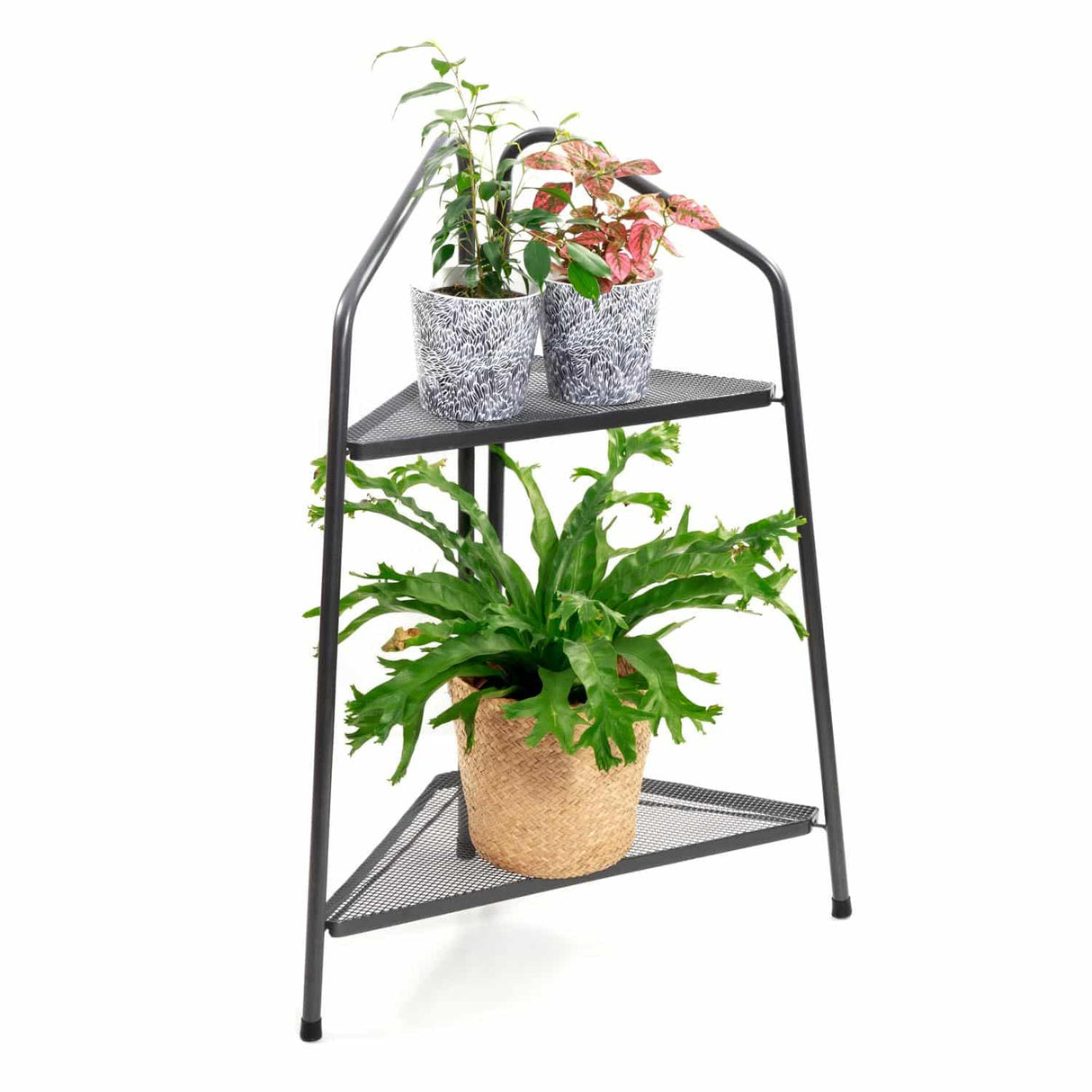 Plant Stand Modern 2 Shelf Silver Grey