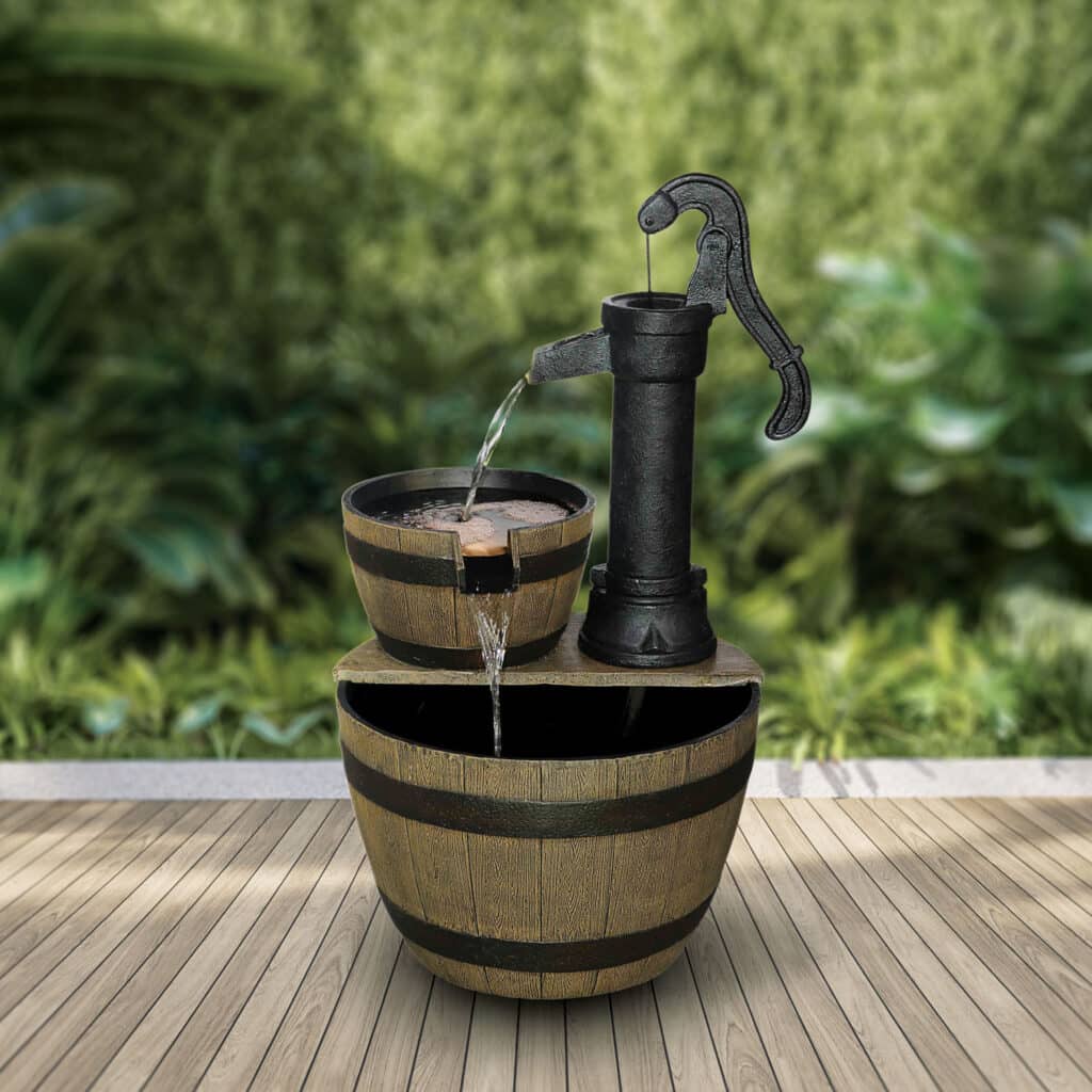 Pump n Barrels Water Feature With Light
