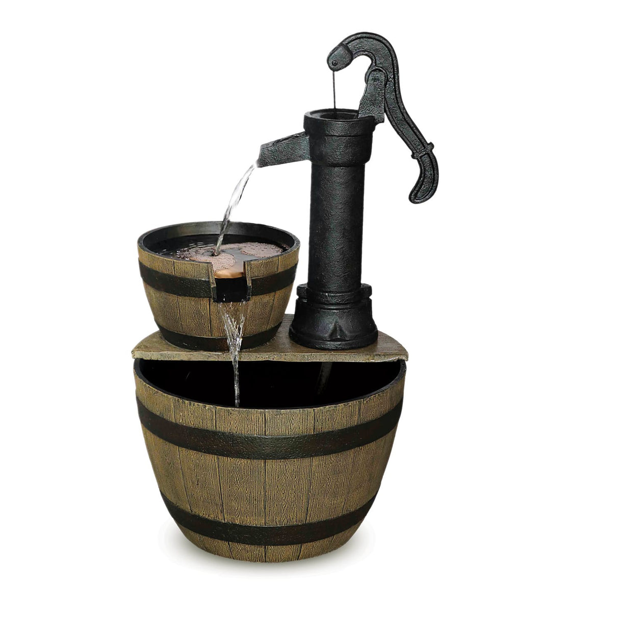 Pump n Barrels Water Feature With Light