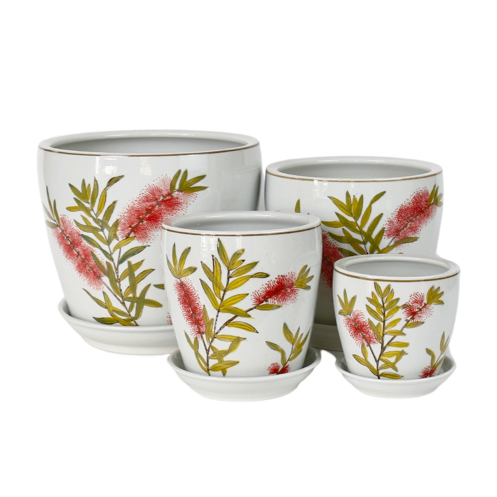 Hand Painted Bottle Brush Pot