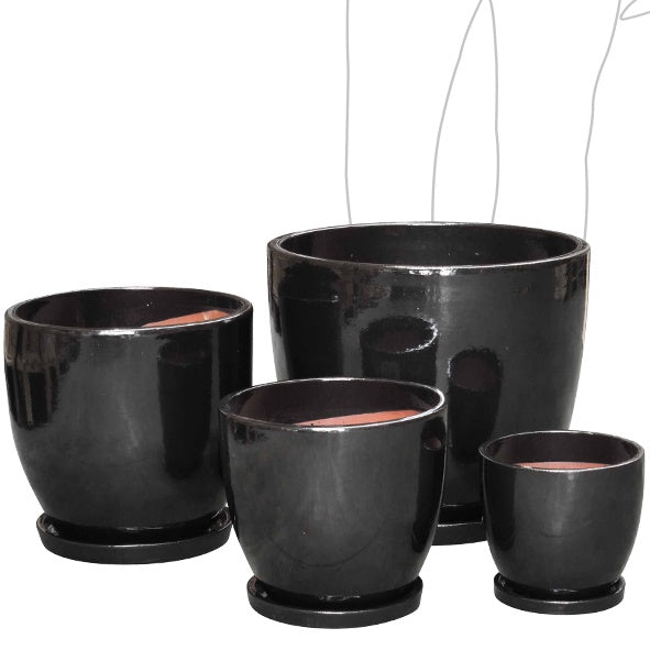 Egg Pot And Saucer Black