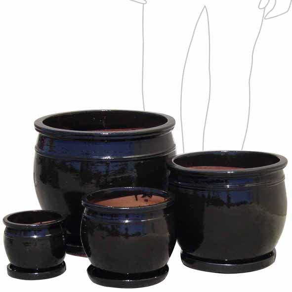Magnum Planter & Saucer Black