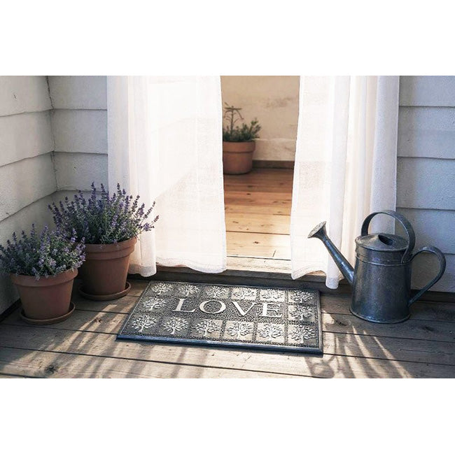 Doormat Metallic Silver Love 45x75cm