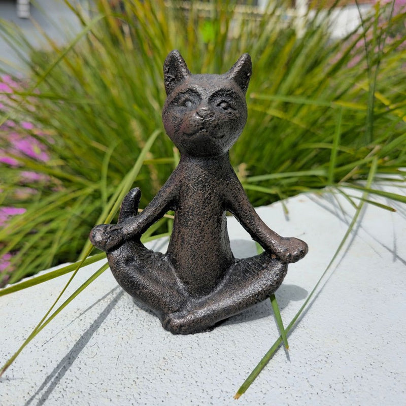 Cast Iron Yoga Sitting Cat.