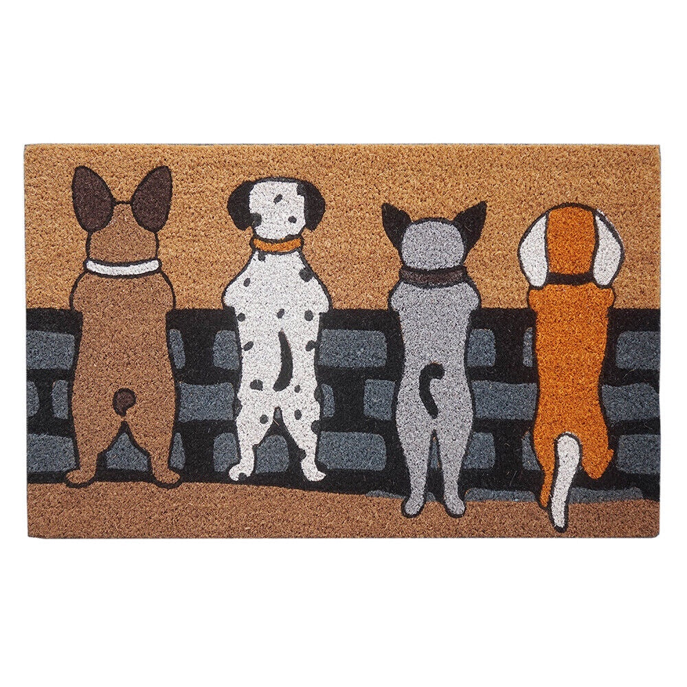 Doormat Dogs On Fence 45x75
