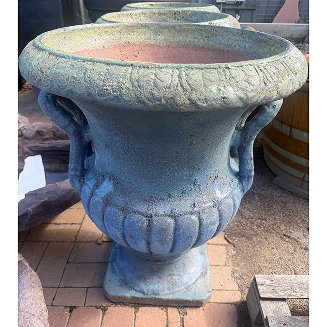 Caspia Pedestal Urn Rustic Moss Green