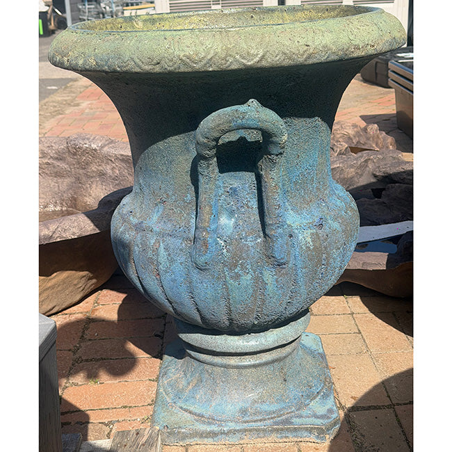 Caspia Pedestal Urn Rustic Moss Green
