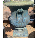 Caspia Pedestal Urn Rustic Moss Green