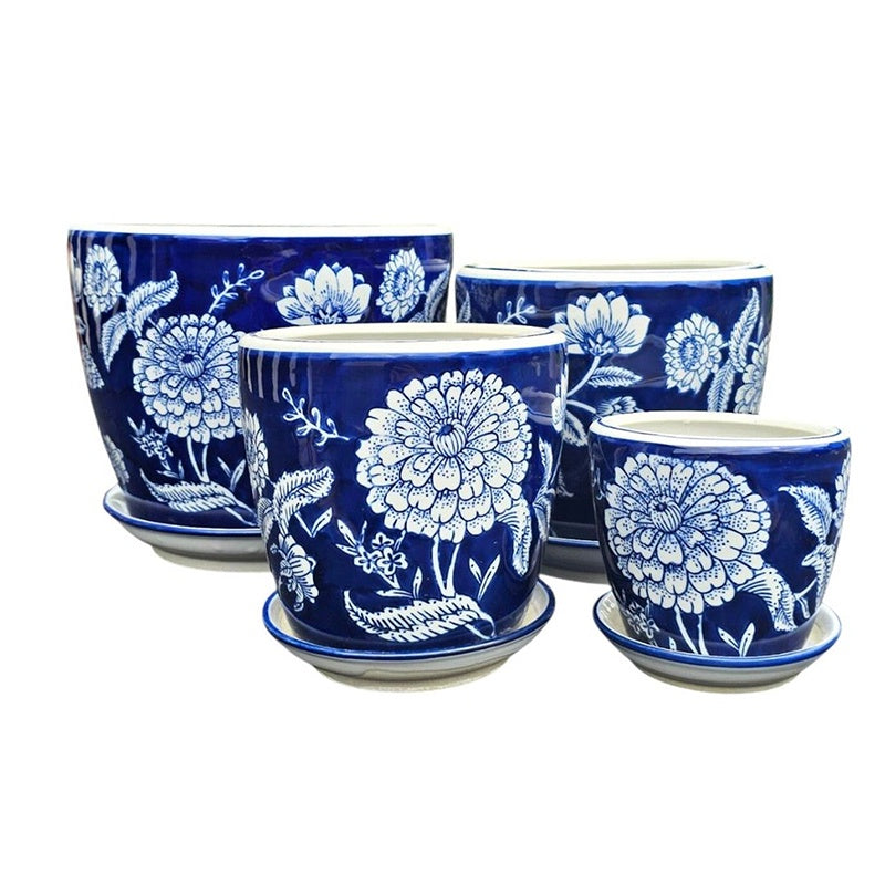 Navy Fleur Planter