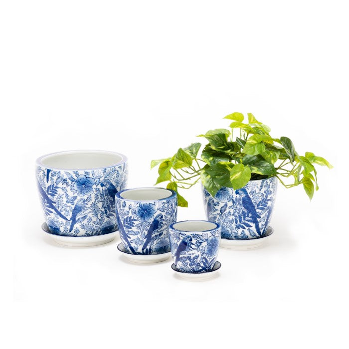 Pot Tall Tropical Blue