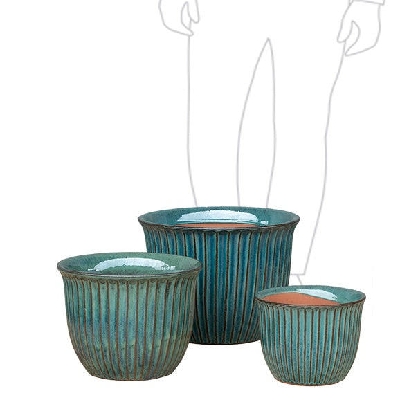 Fluted Pot Aqua